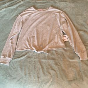 Charlotte Russe Grey Long Sleeve Shirt with Tie